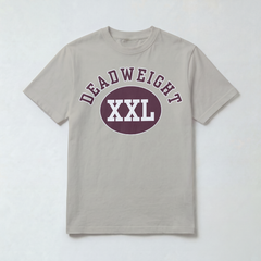 Varsity Tee in Sand/Maroon — heavyweight graphic tee, Deadweight Supply Co.