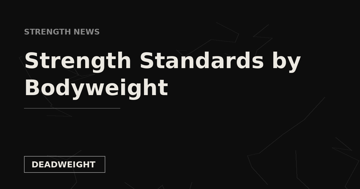 STRENGTH NEWS — Strength Standards by Bodyweight, Deadweight Supply Co.